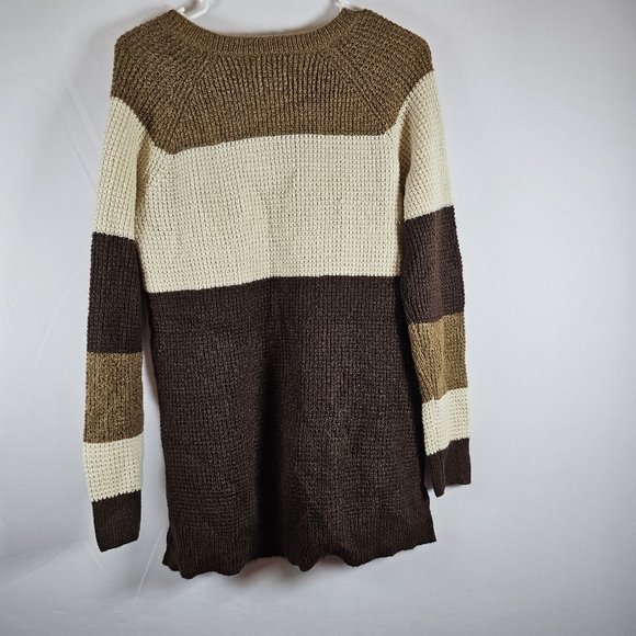Natural Reflections Tan Knit Colorblock Sweater Sz Small Nwt - Picture 3 of 5